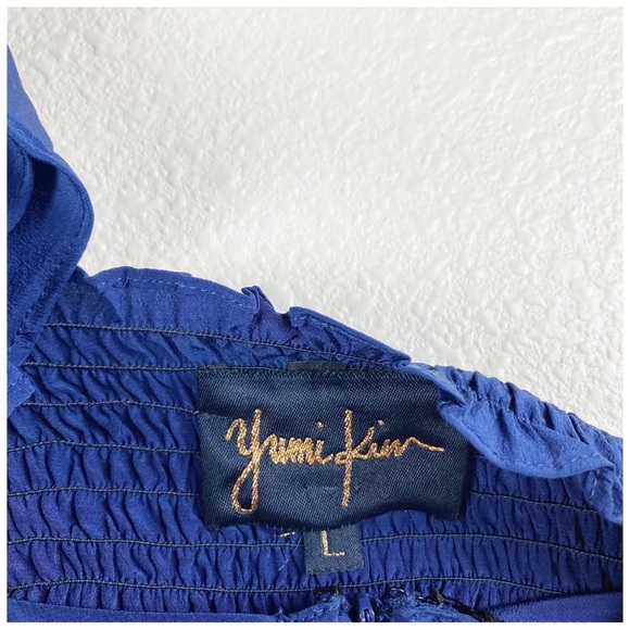 Yumi Kim Silk Blue Halter Wide Leg‎ Jumpsuit - Large - Picture 9 of 9